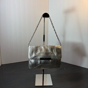 Ann Taylor Metallic Silver Shoulder Bag